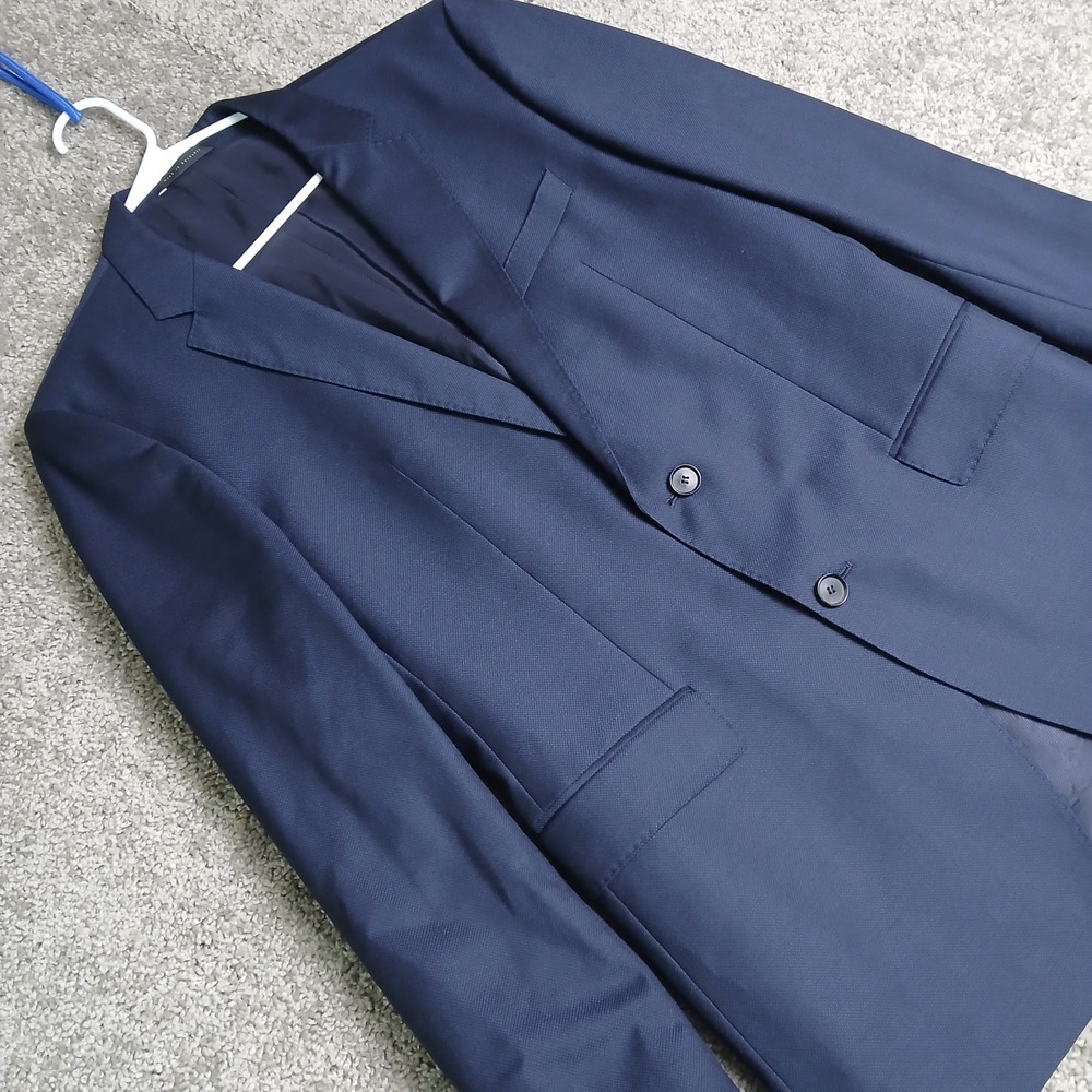 Mens Hugo Boss Blue Two Button Textured Blazer Jacket Made in Bulgaria Size 40L